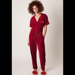 RACHEL ANTONOFF Red Velvet Jumpsuit
